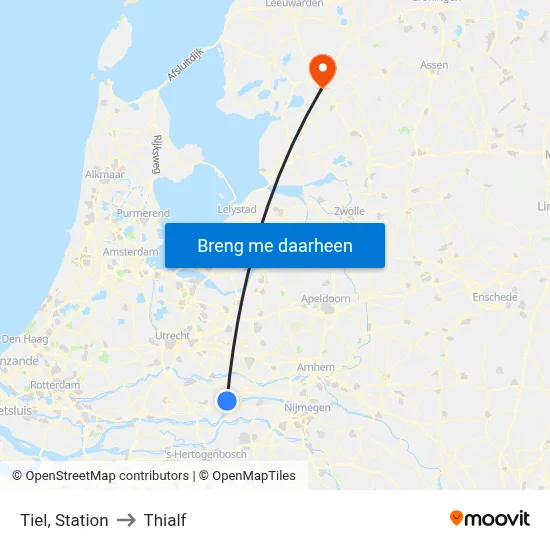 Tiel, Station to Thialf map