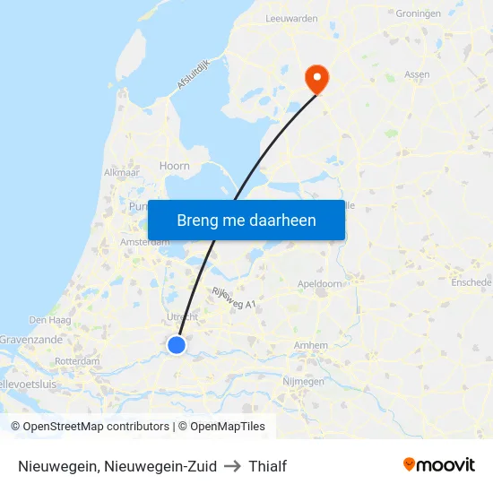 Nieuwegein, Nieuwegein-Zuid to Thialf map
