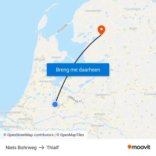 Niels Bohrweg to Thialf map
