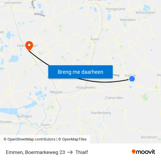 Emmen, Boermarkeweg 23 to Thialf map