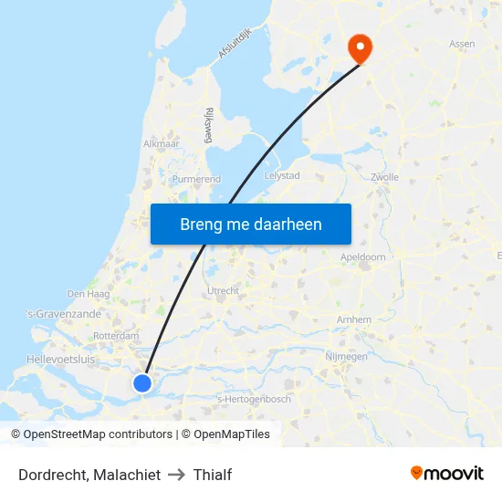 Dordrecht, Malachiet to Thialf map