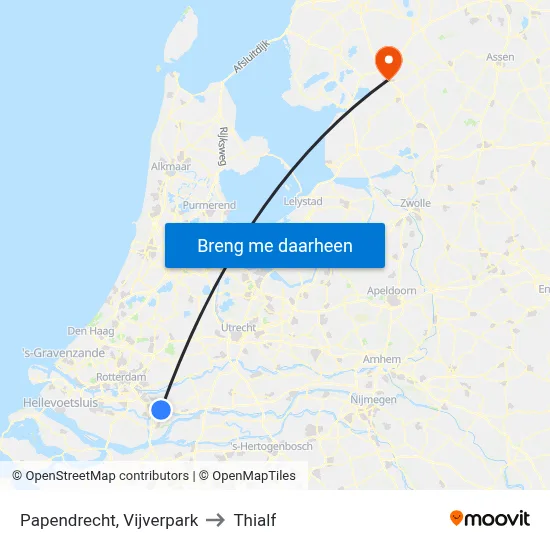 Papendrecht, Vijverpark to Thialf map