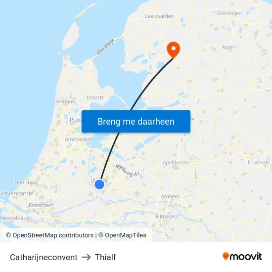 Catharijneconvent to Thialf map