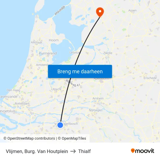 Vlijmen, Burg. Van Houtplein to Thialf map