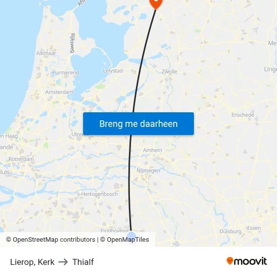 Lierop, Kerk to Thialf map