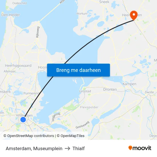 Amsterdam, Museumplein to Thialf map