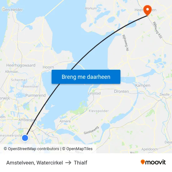 Amstelveen, Watercirkel to Thialf map