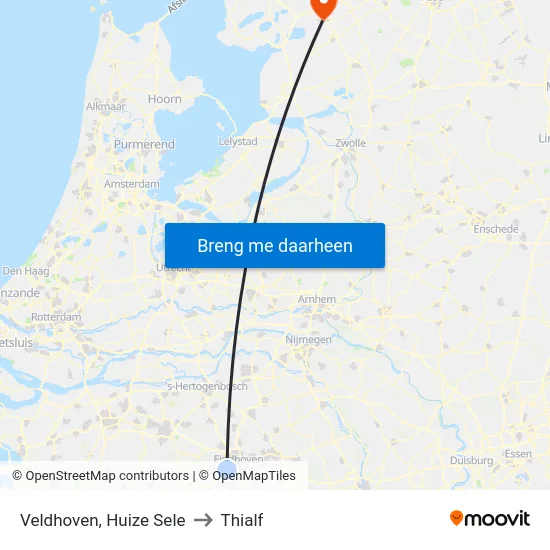 Veldhoven, Huize Sele to Thialf map