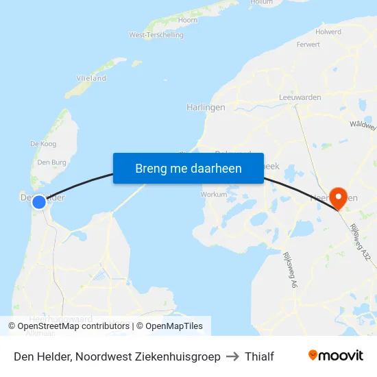 Den Helder, Noordwest Ziekenhuisgroep to Thialf map