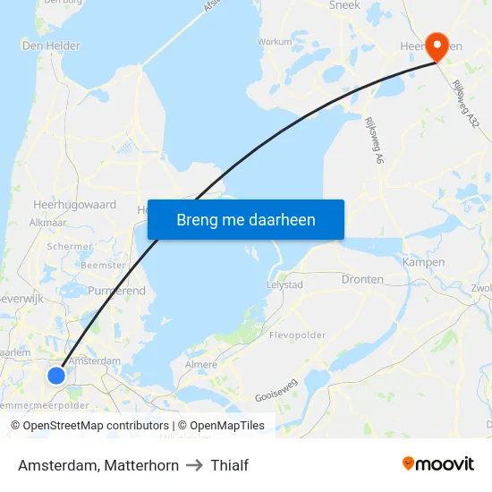 Amsterdam, Matterhorn to Thialf map