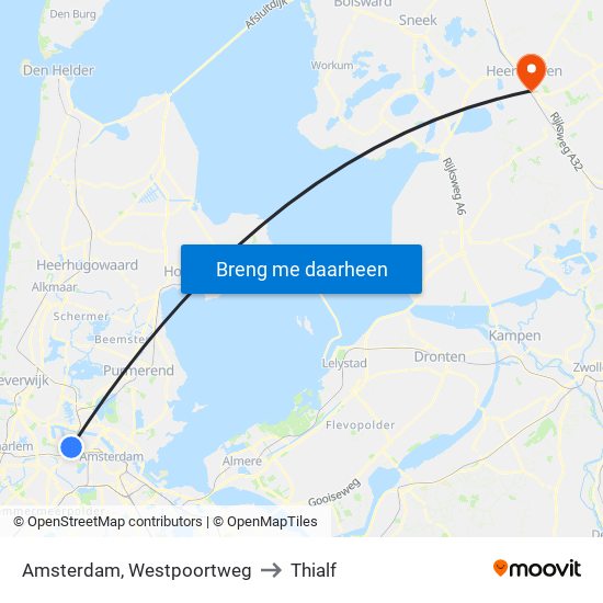 Amsterdam, Westpoortweg to Thialf map
