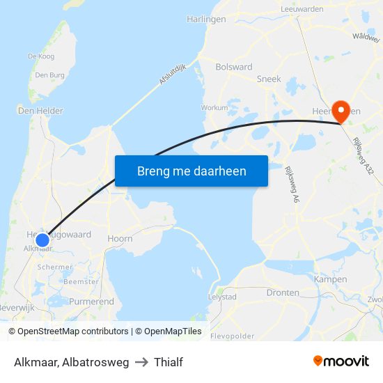 Alkmaar, Albatrosweg to Thialf map