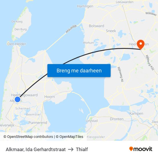 Alkmaar, Ida Gerhardtstraat to Thialf map
