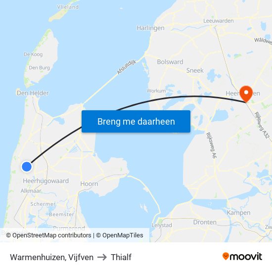 Warmenhuizen, Vijfven to Thialf map