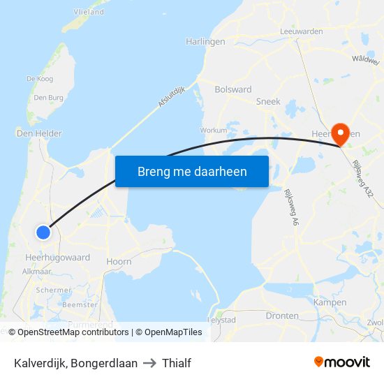 Kalverdijk, Bongerdlaan to Thialf map