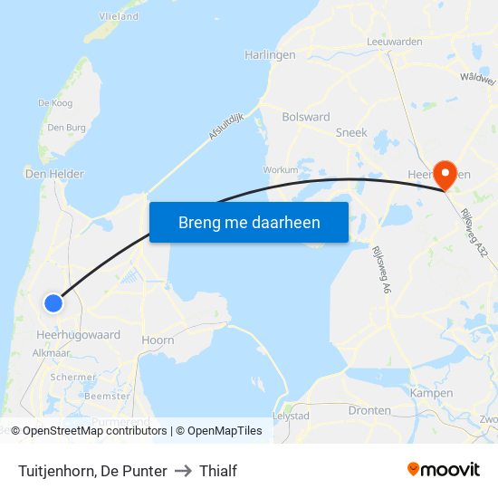 Tuitjenhorn, De Punter to Thialf map