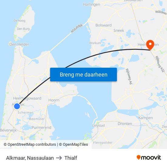Alkmaar, Nassaulaan to Thialf map