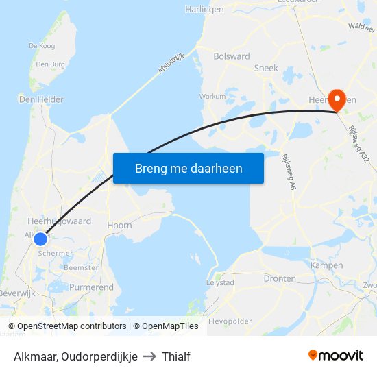 Alkmaar, Oudorperdijkje to Thialf map