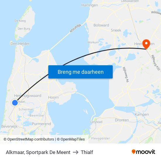 Alkmaar, Sportpark De Meent to Thialf map