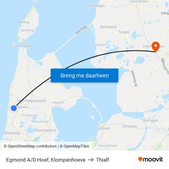 Egmond A/D Hoef, Klompenhoeve to Thialf map