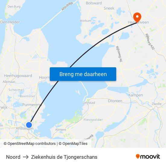 Noord to Ziekenhuis de Tjongerschans map