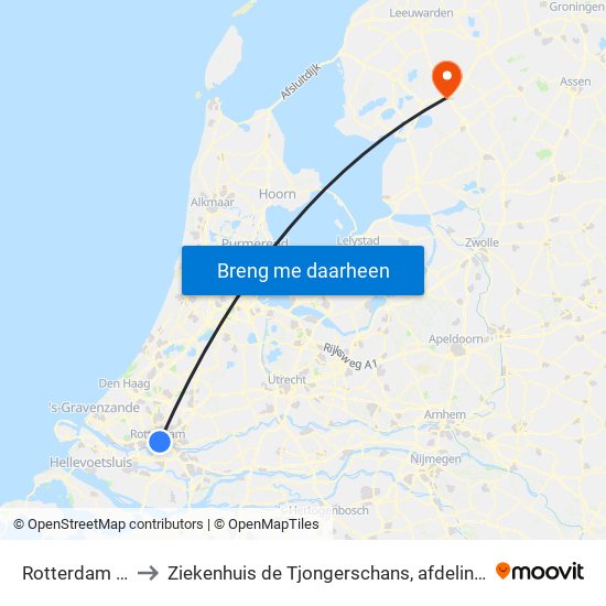 Rotterdam Blaak to Ziekenhuis de Tjongerschans, afdeling Cardiologie map