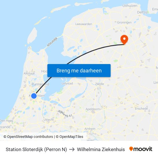 Station Sloterdijk (Perron N) to Wilhelmina Ziekenhuis map