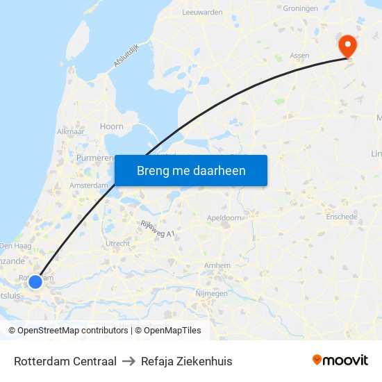 Rotterdam Centraal to Refaja Ziekenhuis map