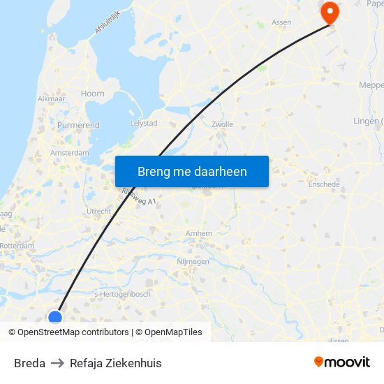 Breda to Refaja Ziekenhuis map