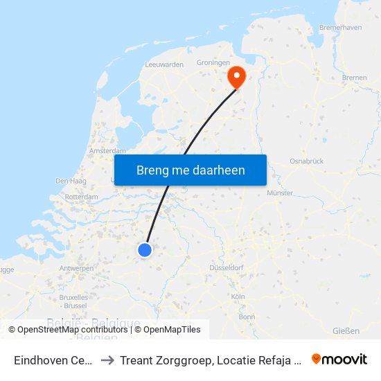 Eindhoven Centraal to Treant Zorggroep, Locatie Refaja Ziekenhuis map
