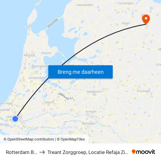 Rotterdam Blaak to Treant Zorggroep, Locatie Refaja Ziekenhuis map