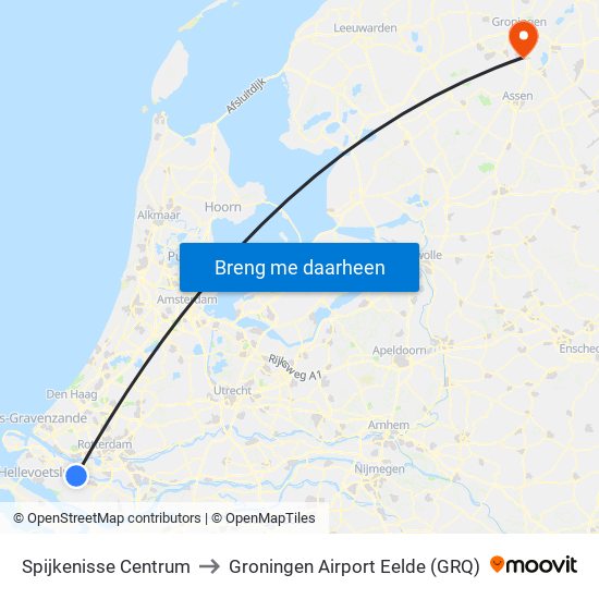 Spijkenisse Centrum to Groningen Airport Eelde (GRQ) map