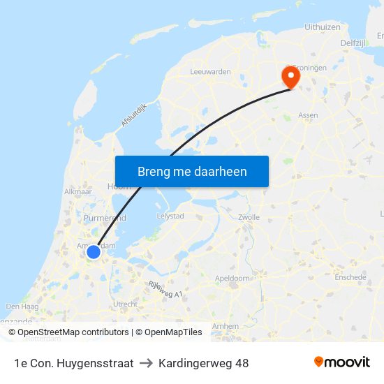1e Con. Huygensstraat to Kardingerweg 48 map