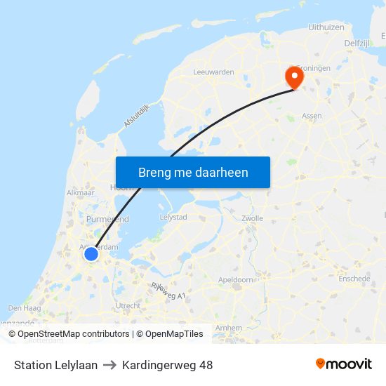 Station Lelylaan to Kardingerweg 48 map