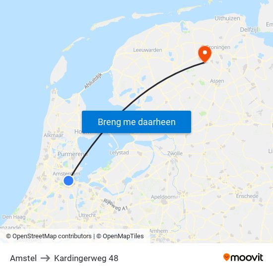 Amstel to Kardingerweg 48 map