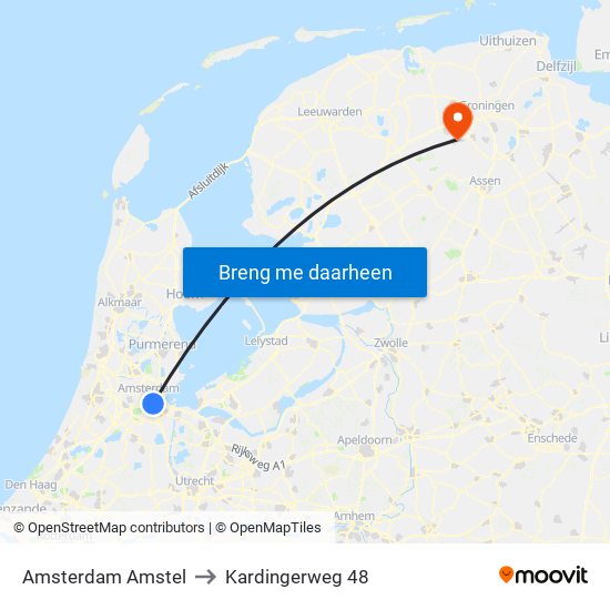 Amsterdam Amstel to Kardingerweg 48 map