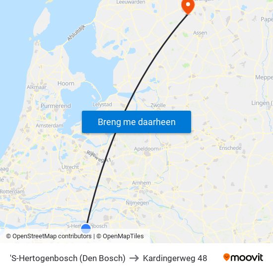 'S-Hertogenbosch (Den Bosch) to Kardingerweg 48 map