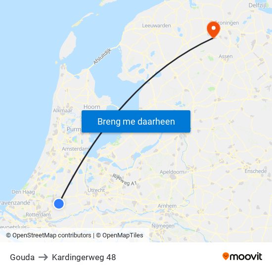 Gouda to Kardingerweg 48 map