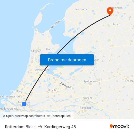 Rotterdam Blaak to Kardingerweg 48 map