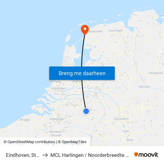 Eindhoven, Station to MCL Harlingen / Noorderbreedte De Batting map