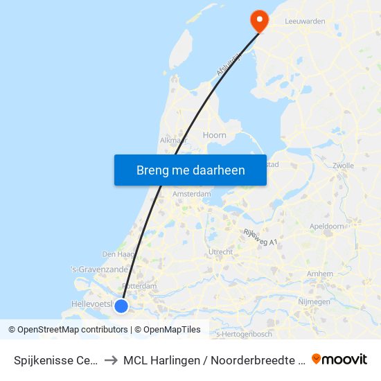 Spijkenisse Centrum to MCL Harlingen / Noorderbreedte De Batting map