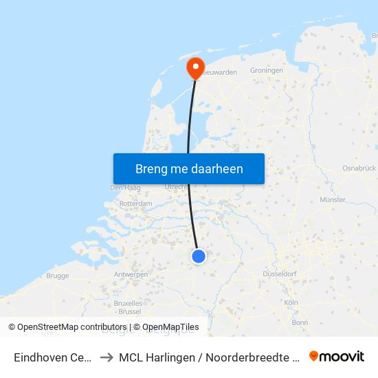 Eindhoven Centraal to MCL Harlingen / Noorderbreedte De Batting map