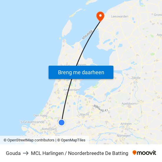 Gouda to MCL Harlingen / Noorderbreedte De Batting map