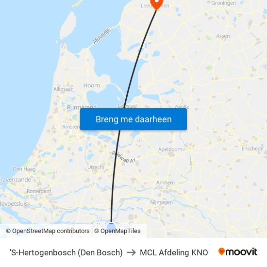 'S-Hertogenbosch (Den Bosch) to MCL Afdeling KNO map