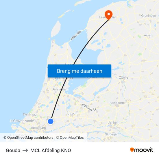 Gouda to MCL Afdeling KNO map