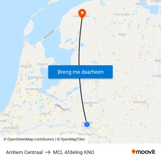 Arnhem Centraal to MCL Afdeling KNO map