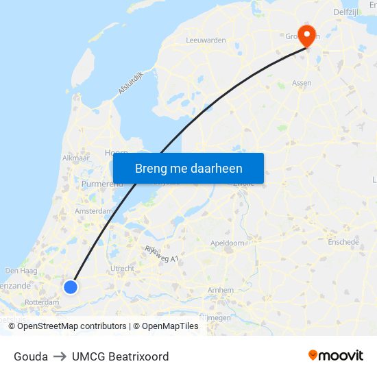 Gouda to UMCG Beatrixoord map