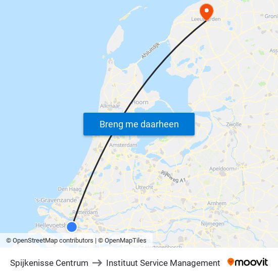 Spijkenisse Centrum to Instituut Service Management map