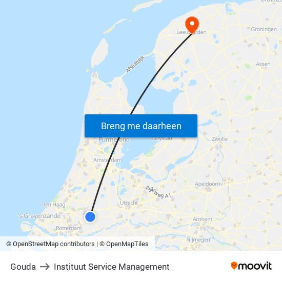 Gouda to Instituut Service Management map