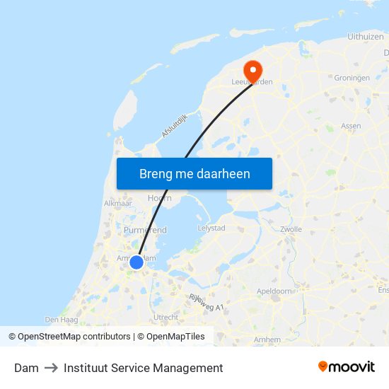 Dam to Instituut Service Management map